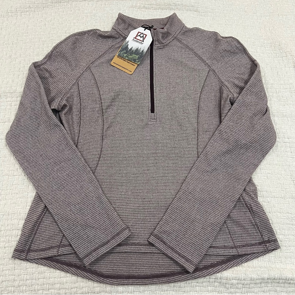 Avalanche Aspen Quarter Zip Pullover Burgundy Print L NWT